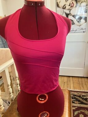 Hot Pink Sleeveless Halter High low Crop Top Small